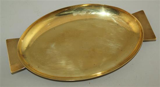 Hagenauer. An oval brass two handled dish, 10.5in.